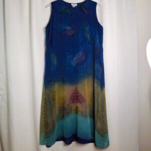 Summer Chiffon A Lined Dress Aqua Size 2X-3X 2-Chiffon Layers